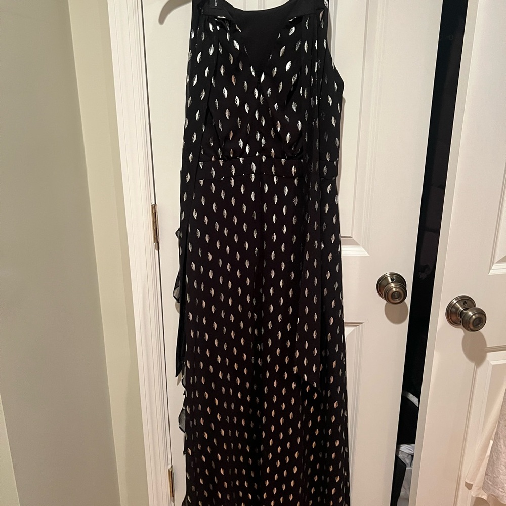 Betsy and Adam Black and White and silver Patterned Maxi Dress - Picture 2 of 4